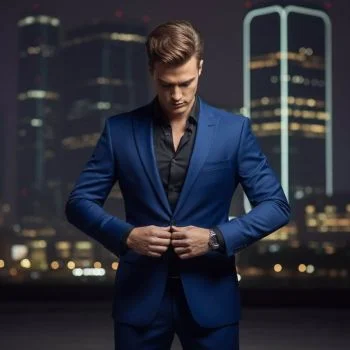 blue prom suit
