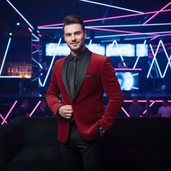 red jacket suit 