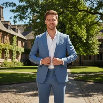 Sky blue suit