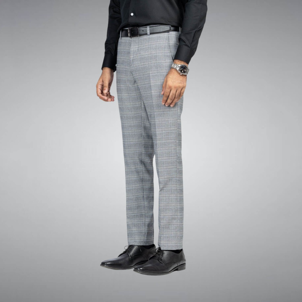 Grey check dress pant
