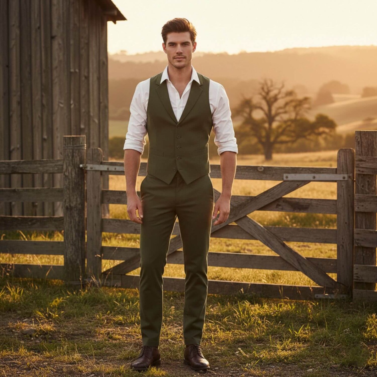 Olive Green Vest For Men