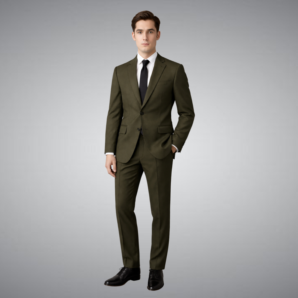 olive green suit
