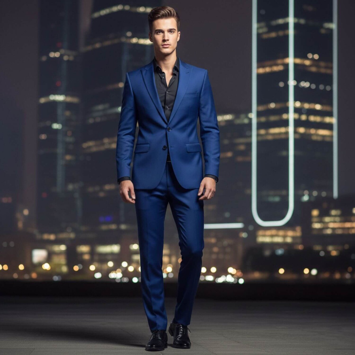 blue prom suit
