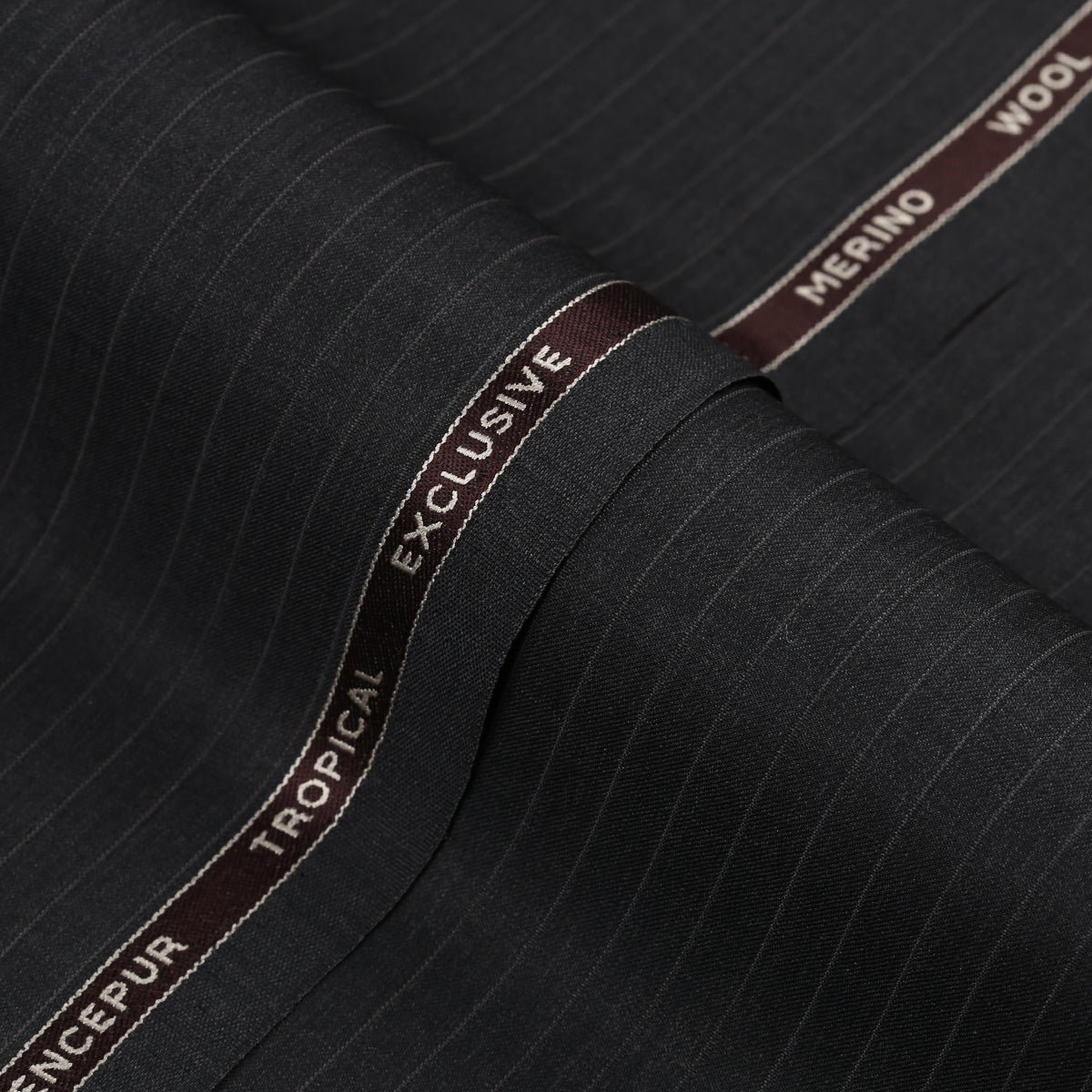 Self Textured Stripes-Dark Grey, Wool Blend, Tropical Exclusive Suiting Fabric  + $180.00