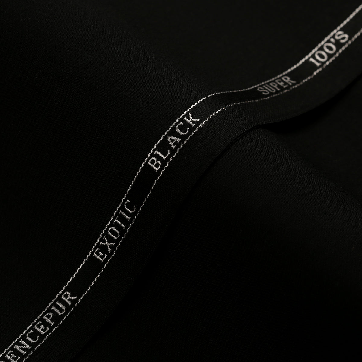 Plain-Black, S-100s Pure Wool, Exotic Black Suiting Fabric  + $299.00