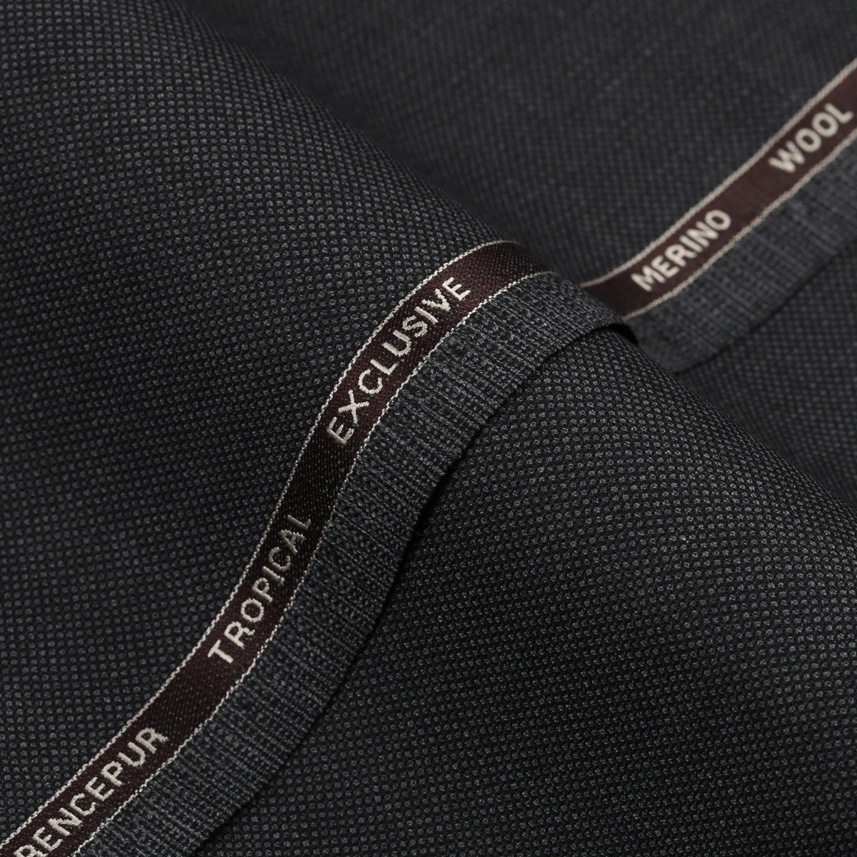 Bird Eye Textured-Charcoal Grey, Wool Blend, Tropical Exclusive Suiting Fabric  + $180.00