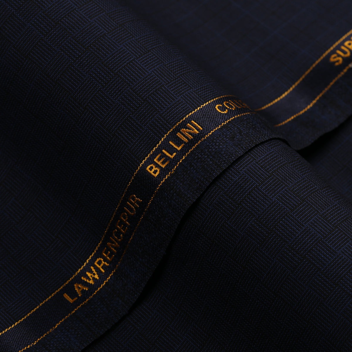 Geometric Checks-Navy Blue, S 100s Pure Wool, Bellini Suiting Fabric  + $250.00